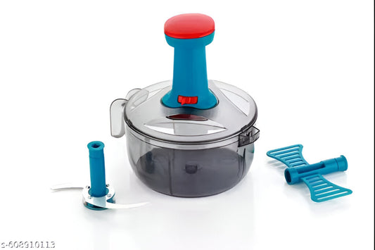 Stysol 1500 ML Hand Push Food Chopper | Quick Veg & Fruit Cutter with 3 Stainless Steel Blades