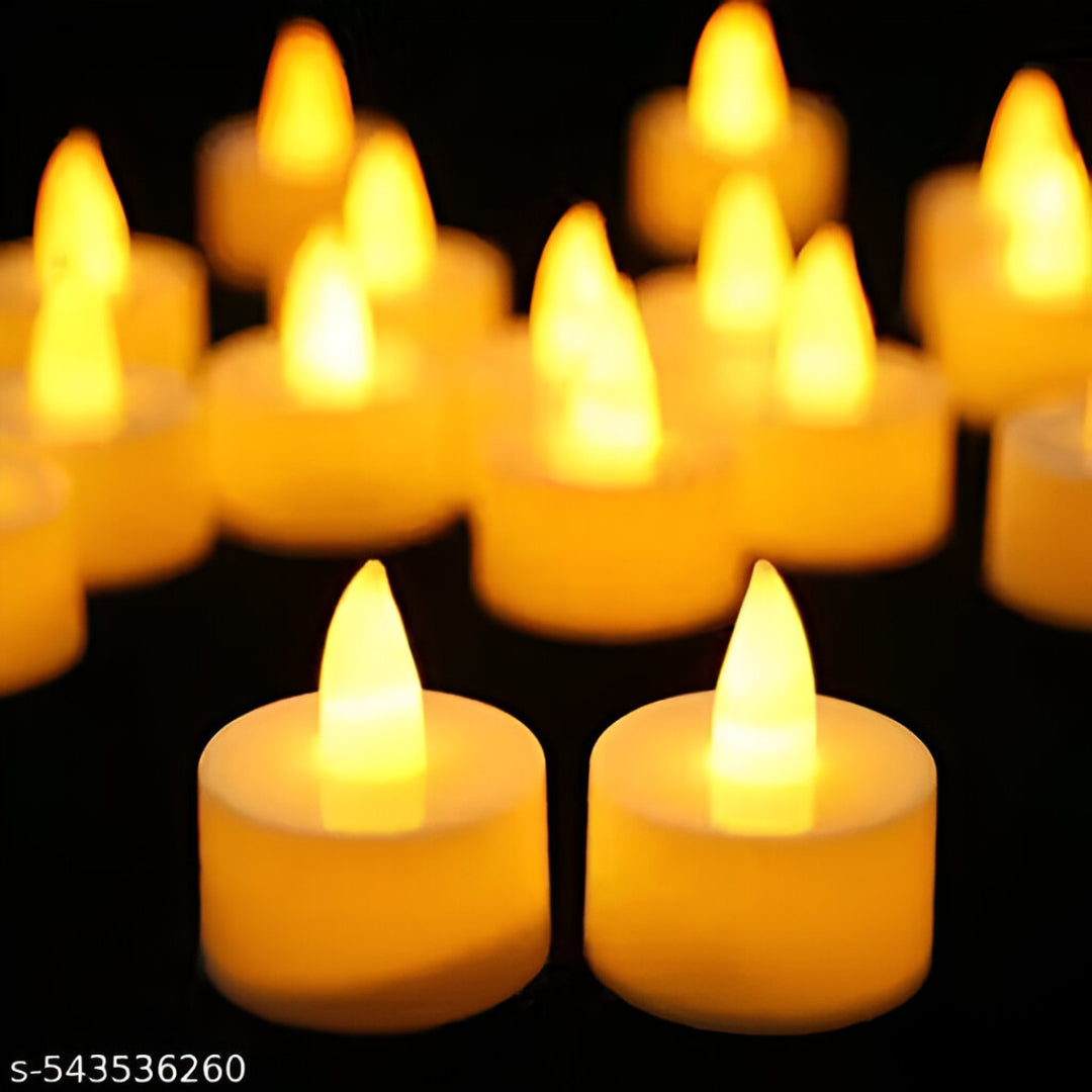 Flameless LED Tealight Candles (12 Pcs) β Safe, Smokeless & Long-Lasting Decor