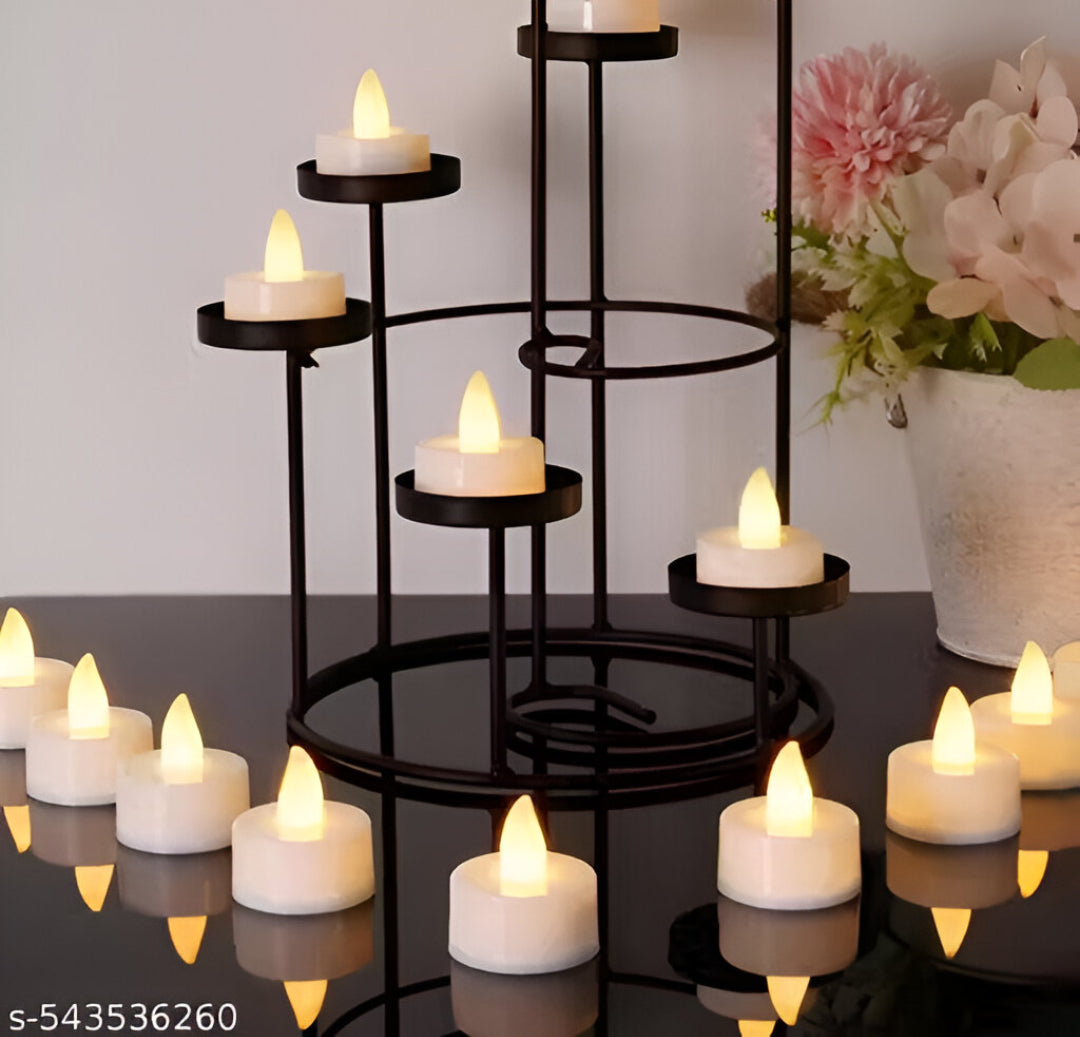 Flameless LED Tealight Candles (12 Pcs) β Safe, Smokeless & Long-Lasting Decor