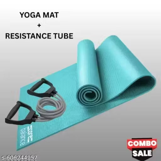 Sky blue premium quality yoga mat with turning tube